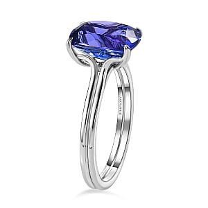 Certified & Appraised Rhapsody 950 Platinum AAAA Tanzanite and E-F VS2 Diamond Solitaire Ring (Size 9.0) 5.25 Grams 5.30 ctw