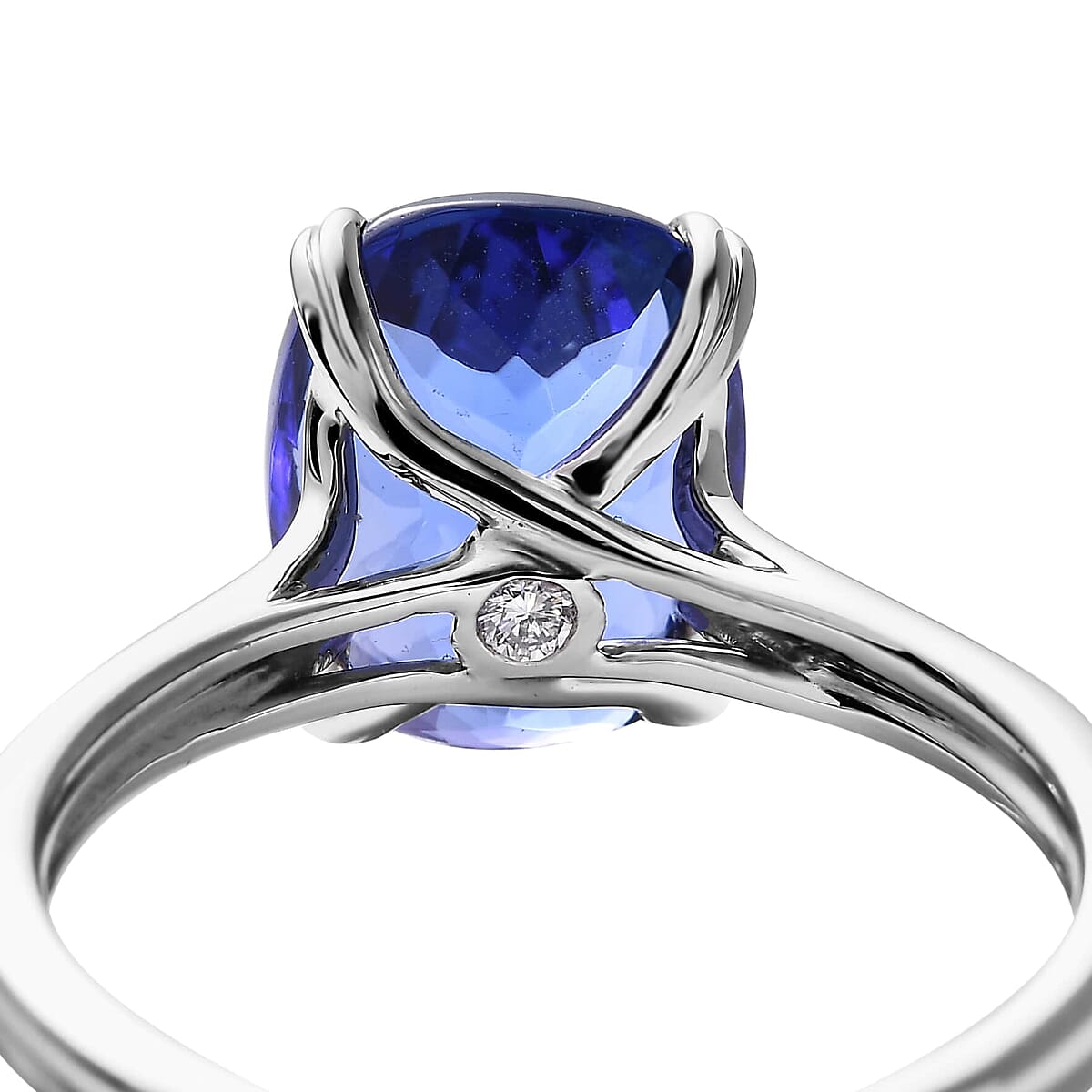 Certified & Appraised Rhapsody 950 Platinum AAAA Tanzanite and E-F VS2 Diamond Solitaire Ring (Size 9.0) 5.25 Grams 5.30 ctw image number 5