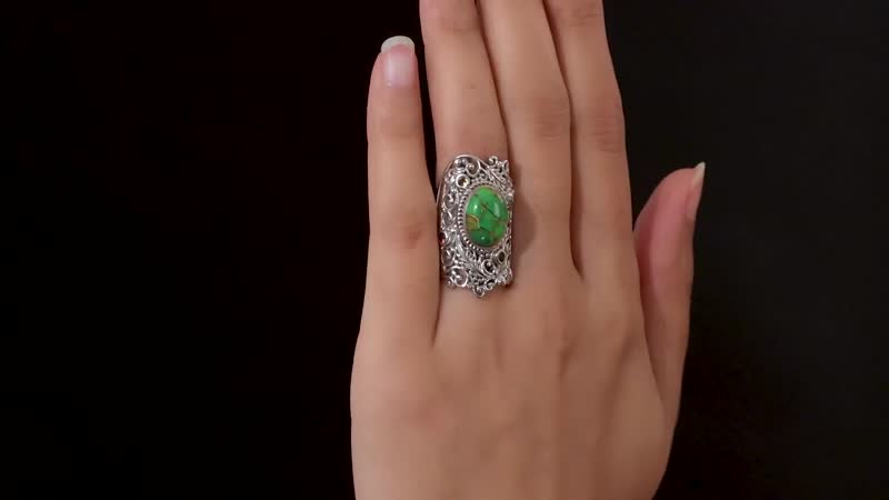 Karis Green Turquoise, Multi-Tourmaline Ring in Platinum Bond (Size 5.0) 6.35 ctw