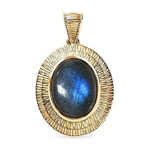 Malagasy Labradorite 11.00 ctw Pendant in Vermeil YG Over Sterling Silver