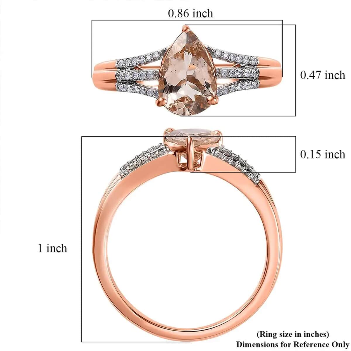 Luxoro 10K Rose Gold Premium Marropino Morganite and Diamond Split Shank Ring (Size 10.0) 1.65 ctw image number 6