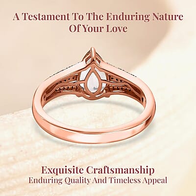 Luxoro 10K Rose Gold Premium Marropino Morganite and Diamond Split Shank Ring (Size 7.0) 1.65 ctw