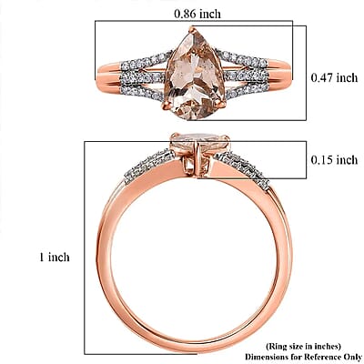 Luxoro 10K Rose Gold Premium Marropino Morganite and Diamond Split Shank Ring (Size 8.0) 1.65 ctw