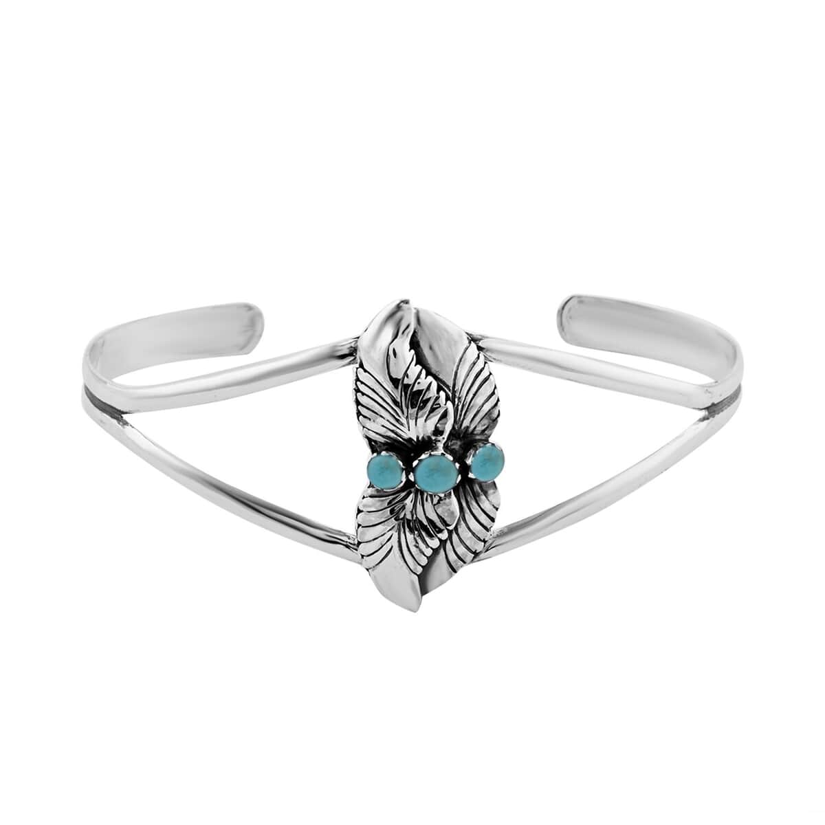 Santa Fe Style Turquoise Cuff Bracelet in Sterling Silver (Adjustable) 3.50 ctw image number 0