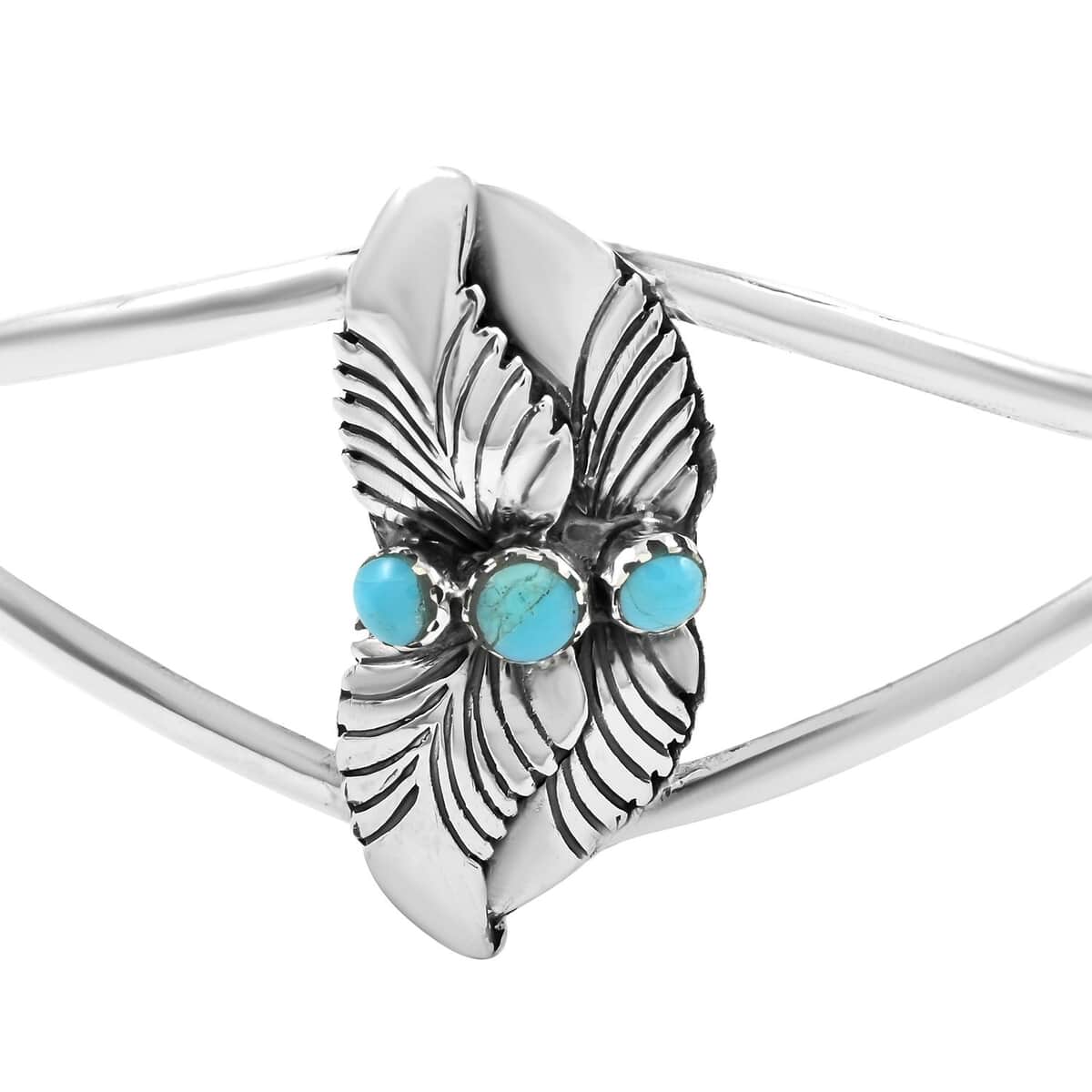 Santa Fe Style Turquoise Cuff Bracelet in Sterling Silver (Adjustable) 3.50 ctw image number 3