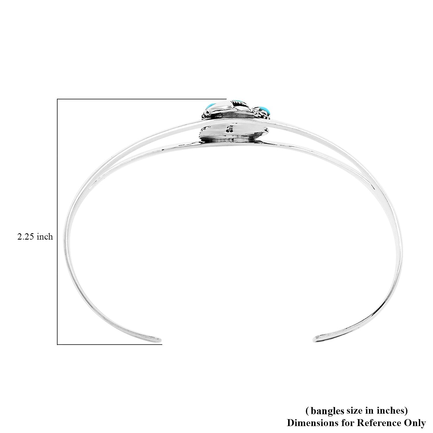 Santa Fe Style Kingman Turquoise Cuff Bracelet in Sterling Silver (Adjustable) 3.50 ctw
