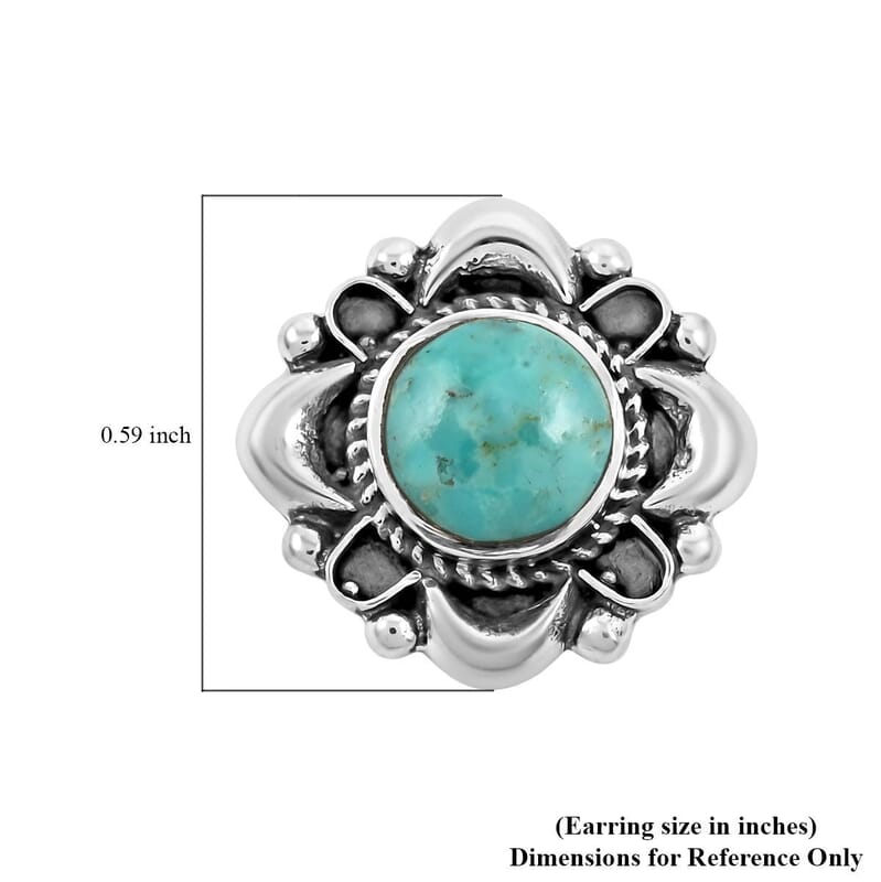 Santa Fe Style Kingman Turquoise Earrings in Sterling Silver 1.05 ctw