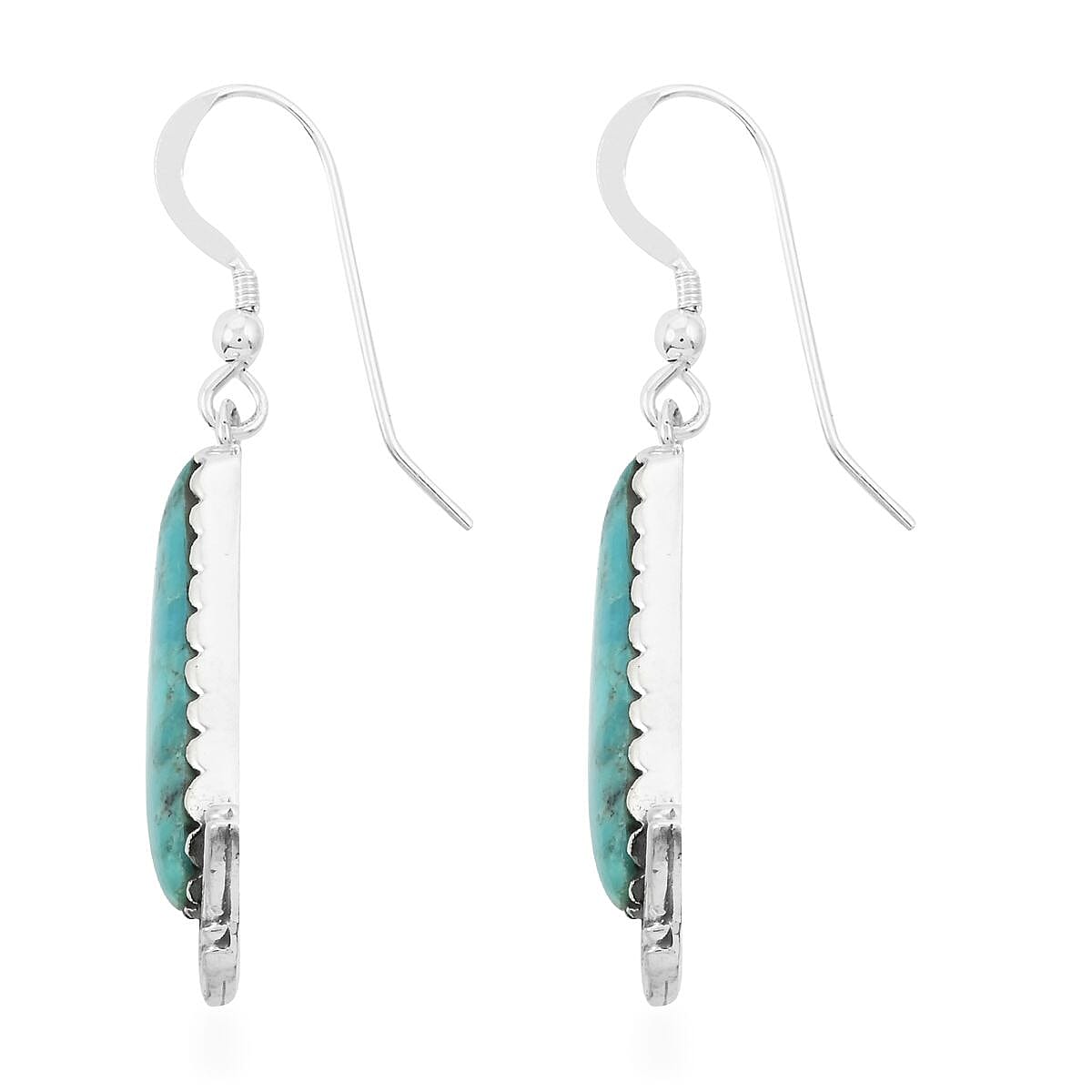 Santa Fe Style Turquoise Earrings in Sterling Silver 1.75 ctw image number 3