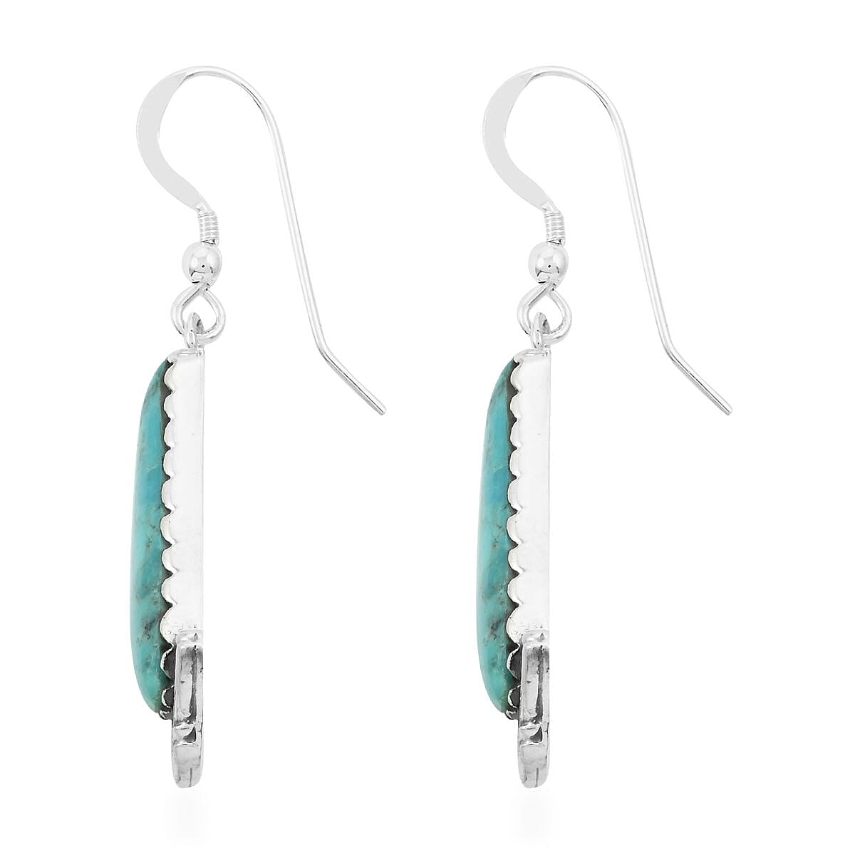 Santa Fe Style Mojave Turquoise Dangle Earrings in Sterling Silver 1.75 ctw image number 3
