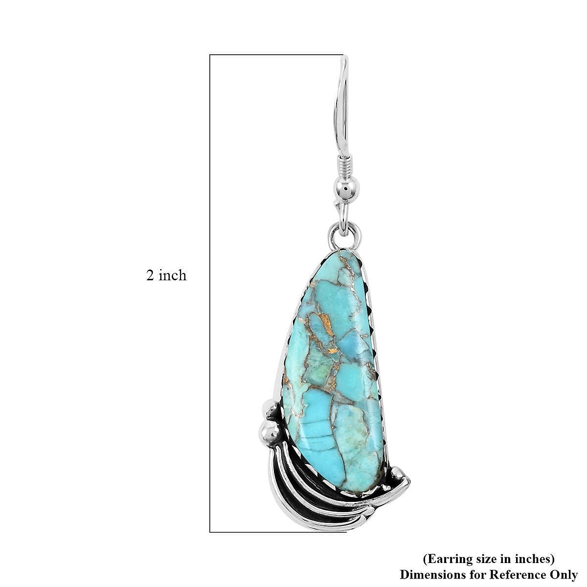 Santa Fe Style Mojave Turquoise Dangle Earrings in Sterling Silver 1.75 ctw image number 4