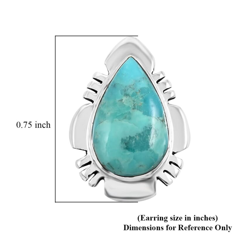 Santa Fe Style Kingman Turquoise Earrings in Sterling Silver 1.25 ctw