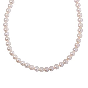 White Freshwater Pearl 165.60 ctw Necklace in Rhodium Over Sterling Silver 24 Inches