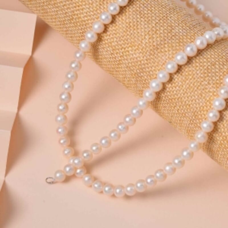 White Freshwater Pearl 165.60 ctw Necklace in Rhodium Over Sterling Silver 24 Inches