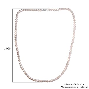 White Freshwater Pearl 165.60 ctw Necklace in Rhodium Over Sterling Silver 24 Inches