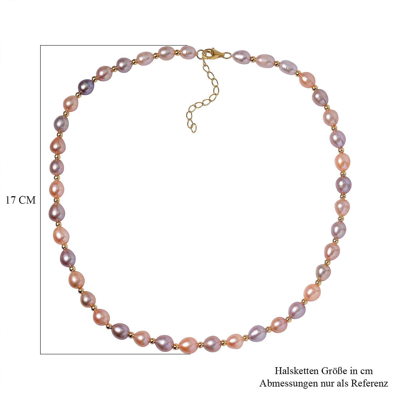 Multi Color Freshwater Pearl 170.00 ctw Necklace in 14K Yellow Gold Over Sterling Silver 18 Inches