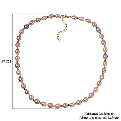 Multi Color Freshwater Pearl 170.00 ctw Necklace in 14K Yellow Gold Over Sterling Silver 18 Inches