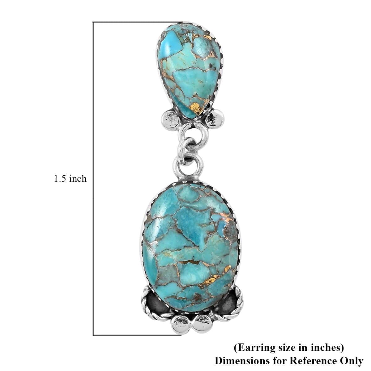 Santa Fe Style Mojave Turquoise Dangle Earrings in Sterling Silver 2.10 ctw image number 4