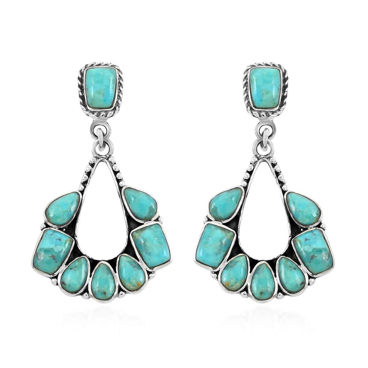 Santa Fe Style Turquoise Earrings in Sterling Silver 2.25 ctw image number 0