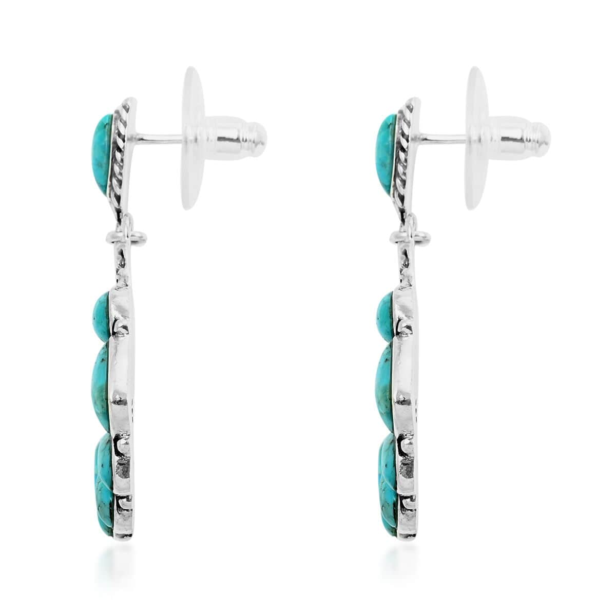 Santa Fe Style Turquoise Earrings in Sterling Silver 2.25 ctw image number 3