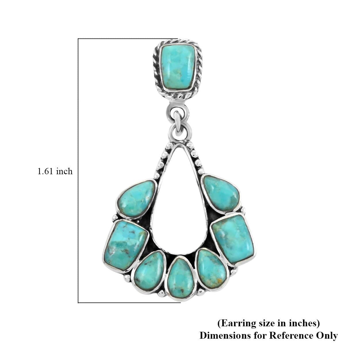 Santa Fe Style Turquoise Earrings in Sterling Silver 2.25 ctw image number 4