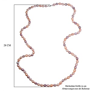 Multi Freshwater Pearl 350.00 ctw Necklace in Rhodium Over Sterling Silver 36 Inches