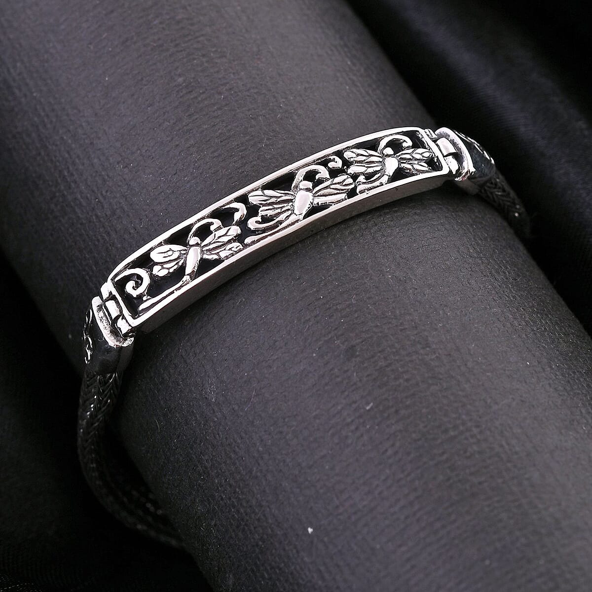 Bali Legacy Sterling Silver Engraved Dragonfly Tulang Naga Bracelet (7.25 In) 13.90 Grams image number 1