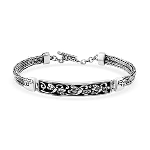 Bali Legacy Sterling Silver Engraved Dragonfly Tulang Naga Bracelet (8.00 In) 15.20 Grams