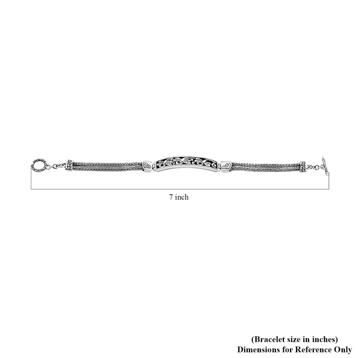 Bali Legacy Sterling Silver Engraved Dragonfly Tulang Naga Bracelet (8.00 In) 15.20 Grams image number 4