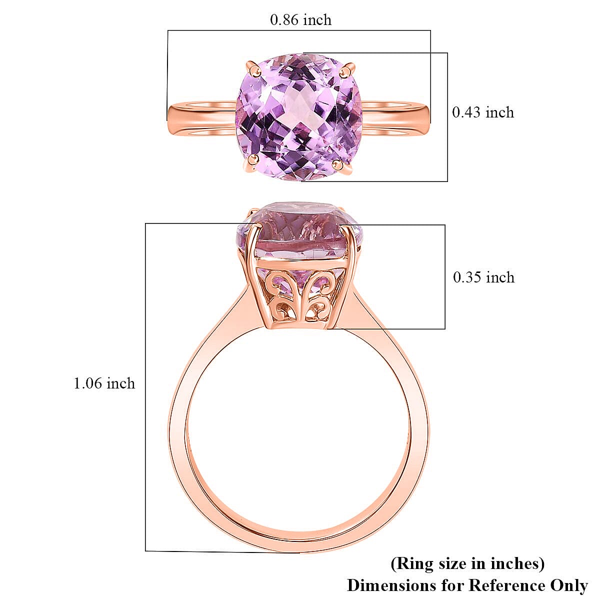 Luxoro 14K Rose Gold AAA Patroke Kunzite Solitaire Ring (Size 7.0) 5.75 ctw