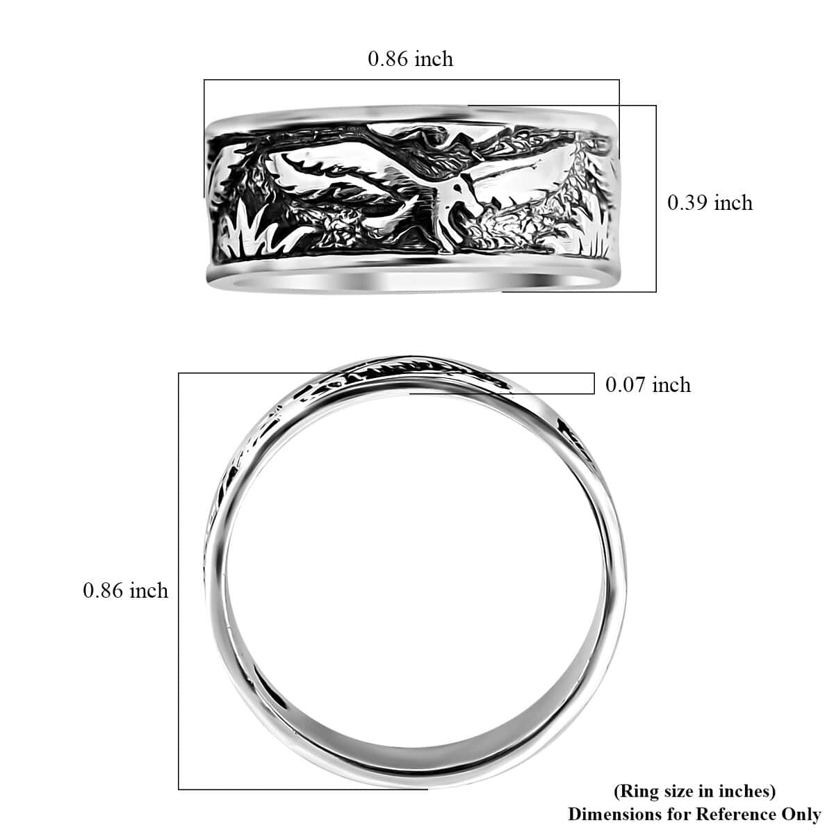 TLV Bali Legacy Sterling Silver Engraved Eagle Ring (Size 10.0) (4.65 g) image number 5