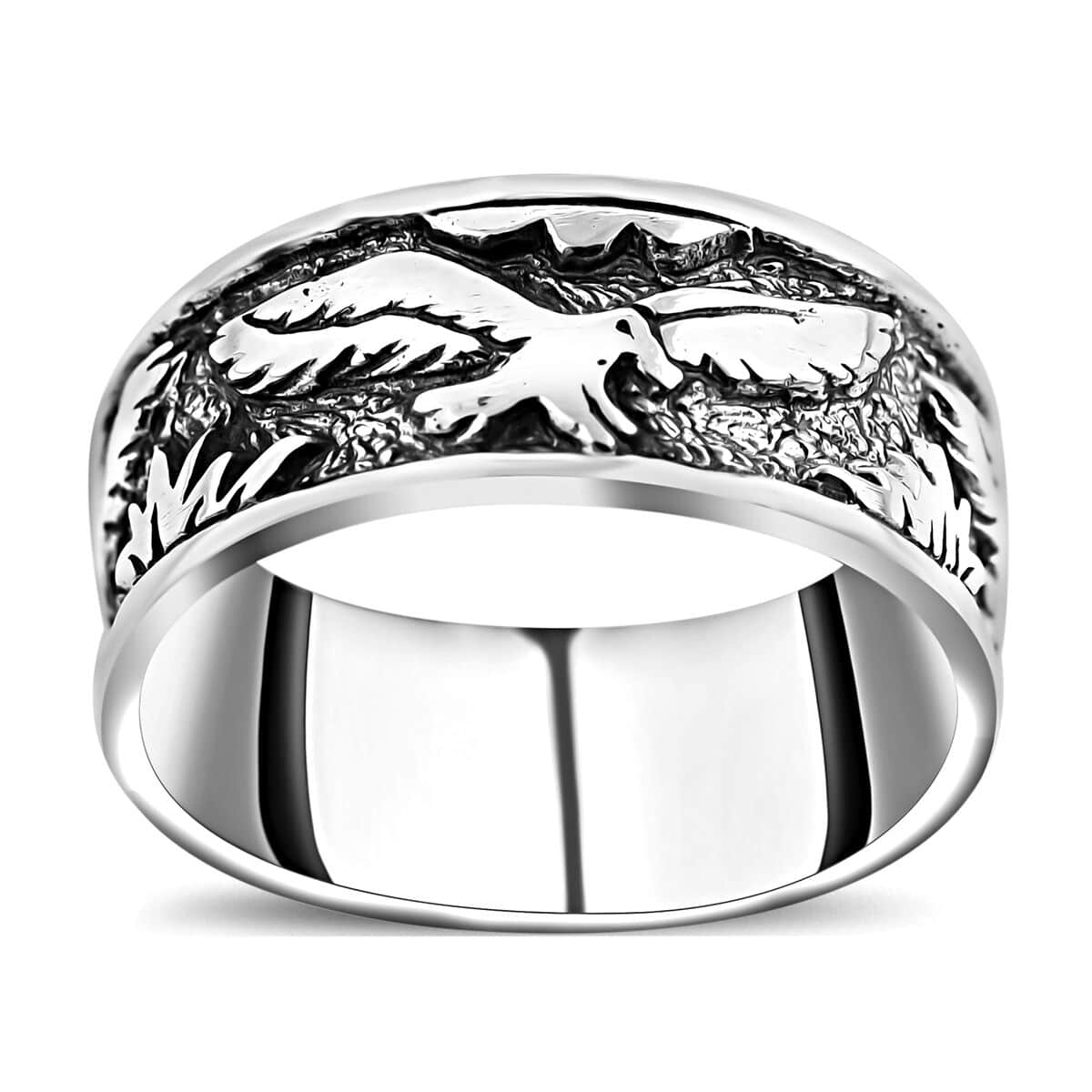 Bali Legacy Sterling Silver Engraved Eagle Ring (Size 9.0) 4.65 Grams image number 0