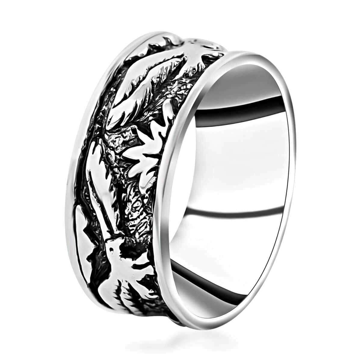 Bali Legacy Sterling Silver Engraved Eagle Ring (Size 9.0) 4.65 Grams image number 3