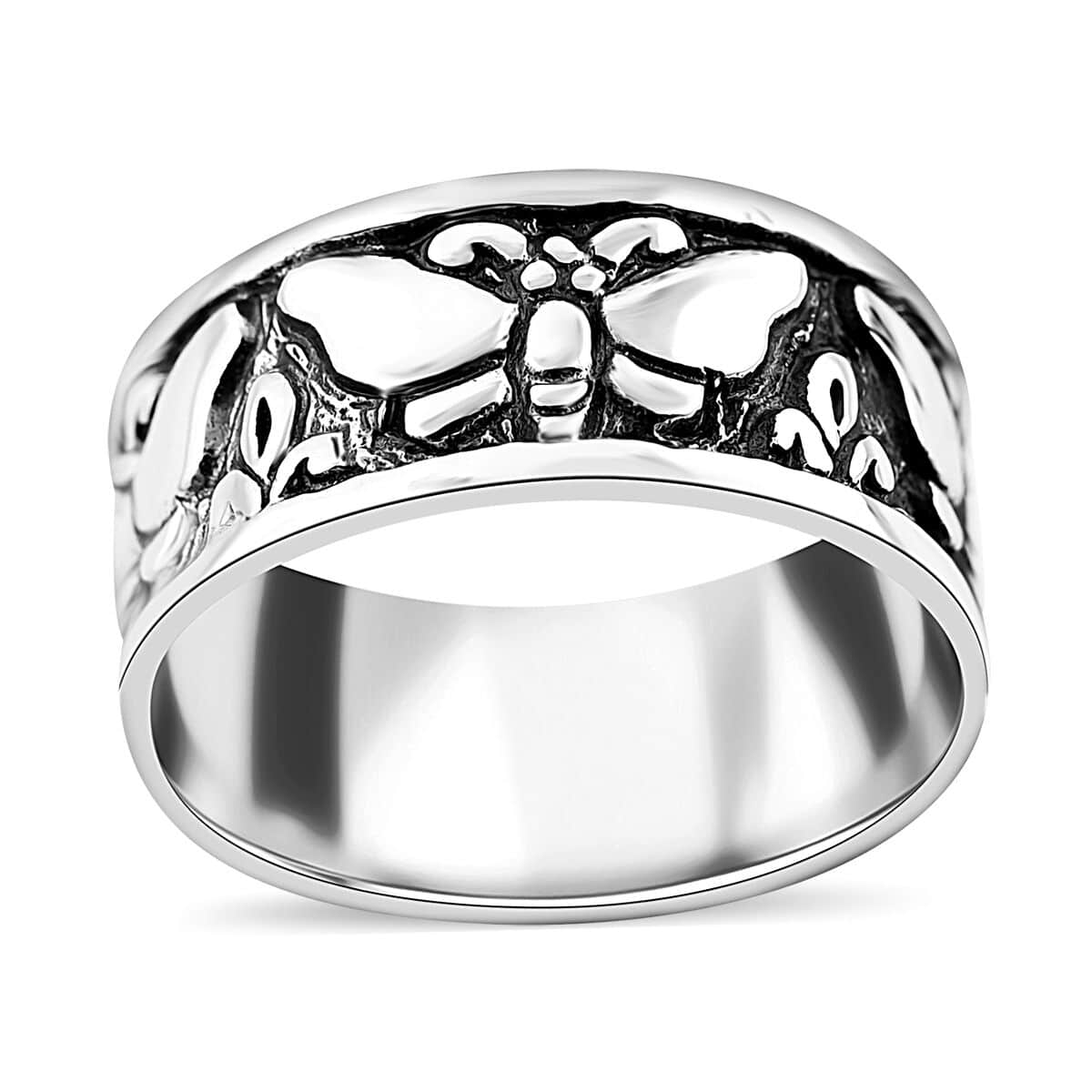 Bali Legacy Sterling Silver Engraved Butterfly Ring (Size 6.0) 4.80 Grams image number 0