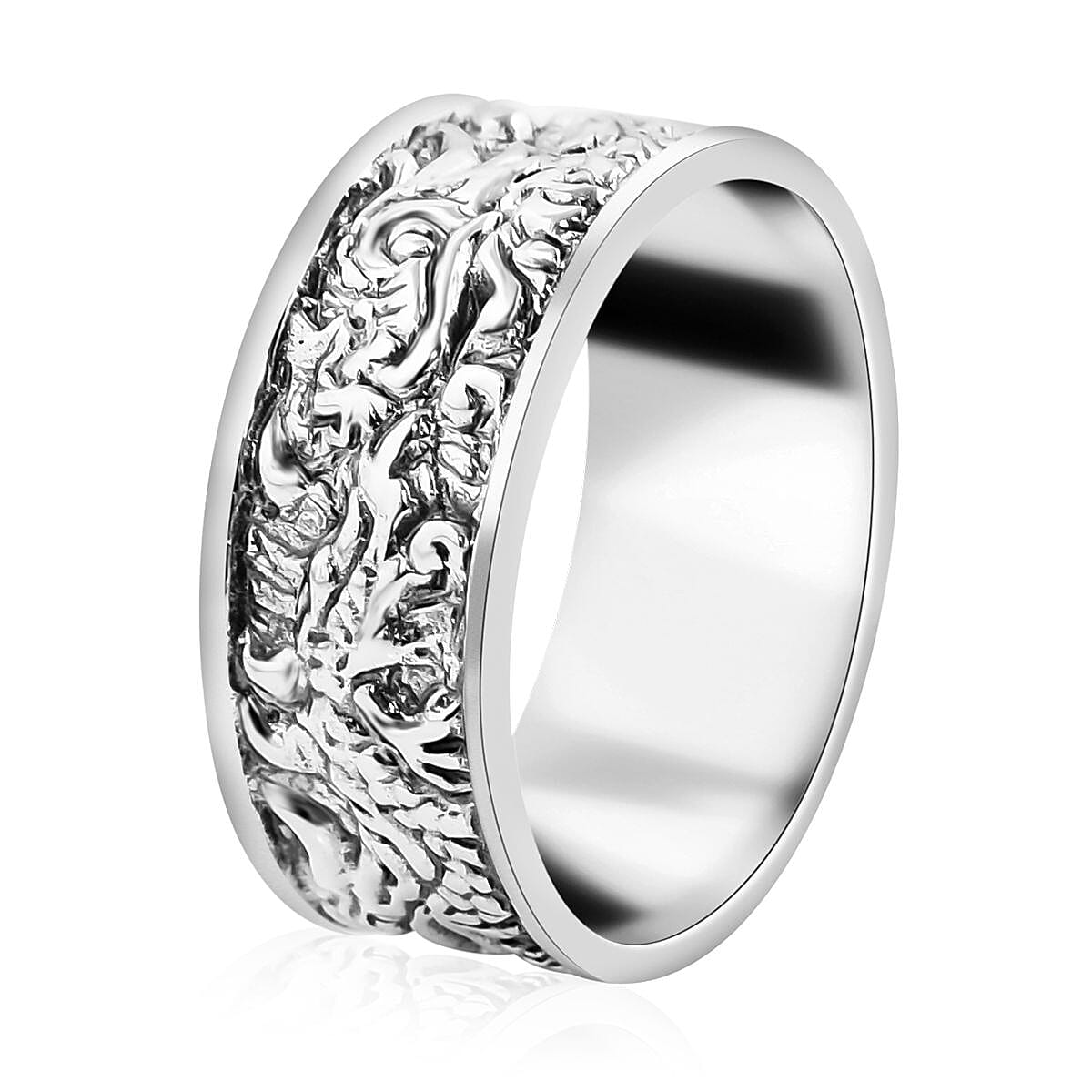 Bali Legacy Sterling Silver Engraved Dragon Ring (Size 8.0) 5.20 Grams image number 3