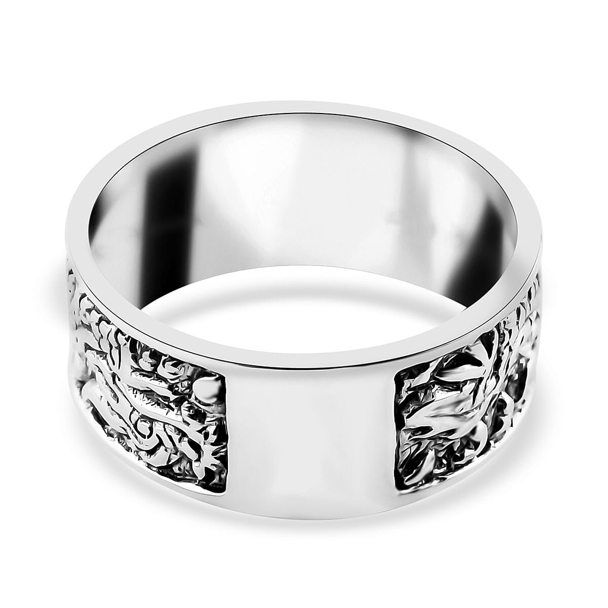 Bali Legacy Sterling Silver Engraved Dragon Ring (Size 8.0) 5.20 Grams image number 4