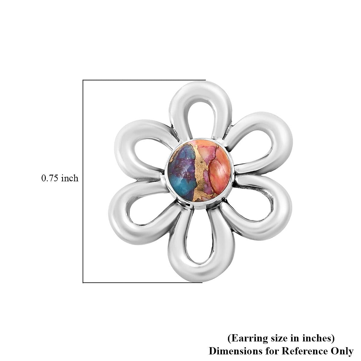 Santa Fe Style Multi Gemstone Floral Earrings in Sterling Silver 0.75 ctw image number 2