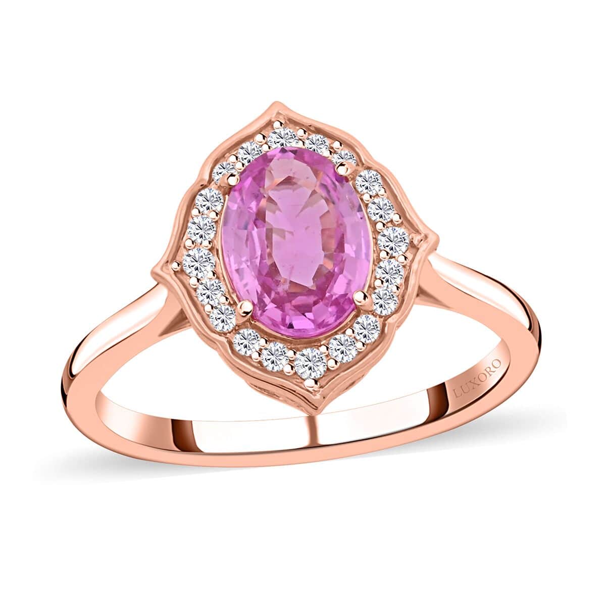 Certified & Appraised Luxoro AAA Madagascar Pink Sapphire and G-H I2 Diamond 1.50 ctw Ring in 14K Rose Gold (Size 6.0) image number 0