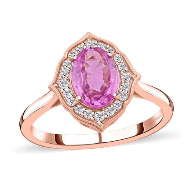 Certified & Appraised Luxoro AAA Madagascar Pink Sapphire and G-H I2 Diamond 1.50 ctw Ring in 14K Rose Gold (Size 6.0)