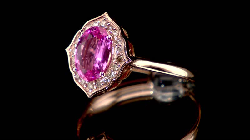 Luxoro 14K Rose Gold AAA Madagascar Pink Sapphire and G-H I2 Diamond Ring 1.50 ctw