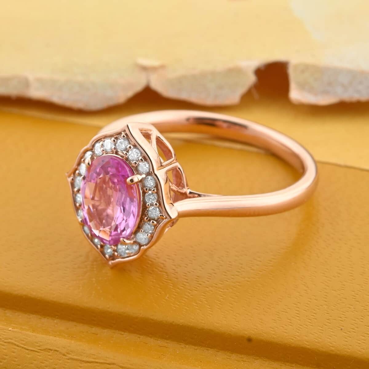 Certified & Appraised Luxoro AAA Madagascar Pink Sapphire and G-H I2 Diamond 1.50 ctw Ring in 14K Rose Gold (Size 6.0) image number 1