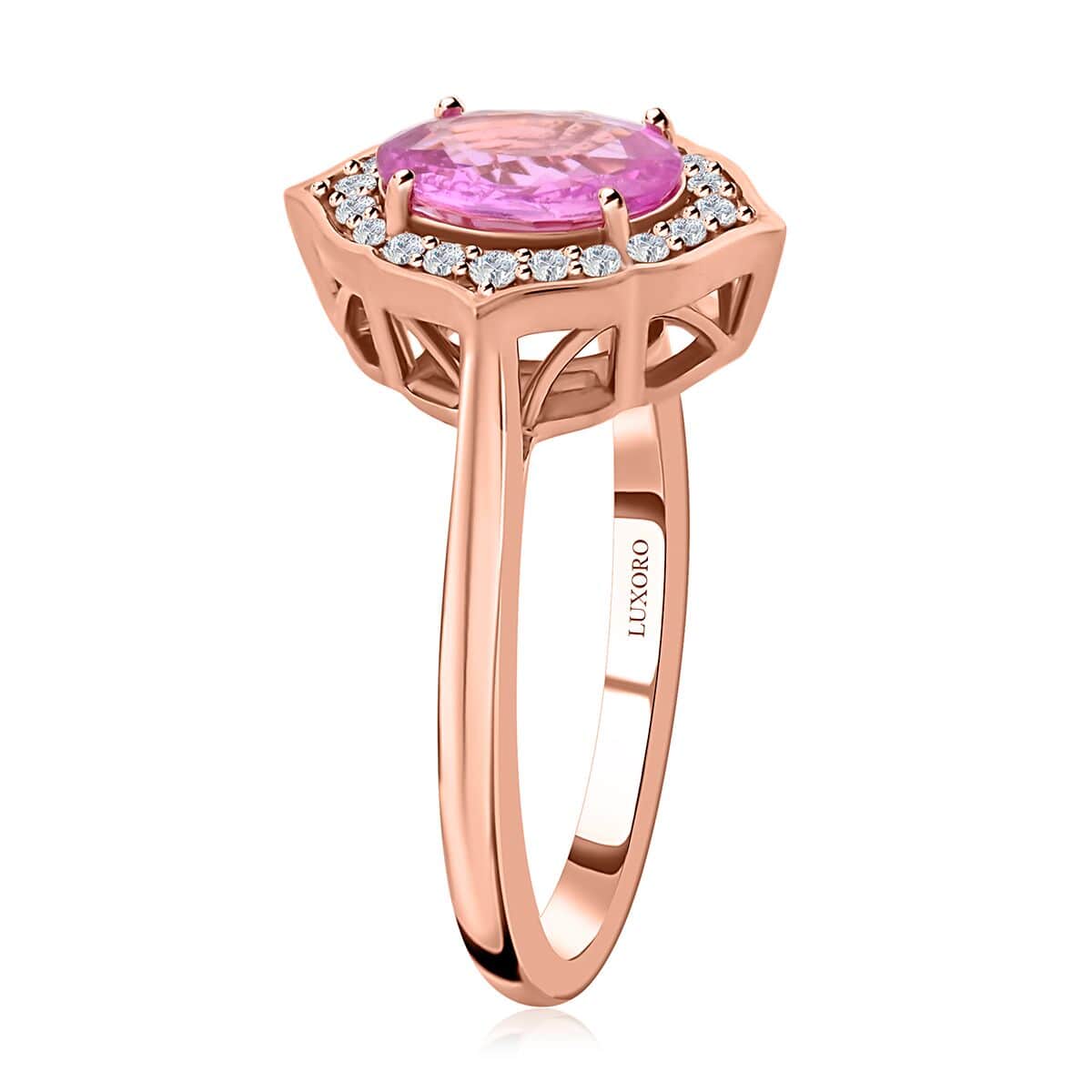 Certified & Appraised Luxoro AAA Madagascar Pink Sapphire and G-H I2 Diamond 1.50 ctw Ring in 14K Rose Gold (Size 6.0) image number 3