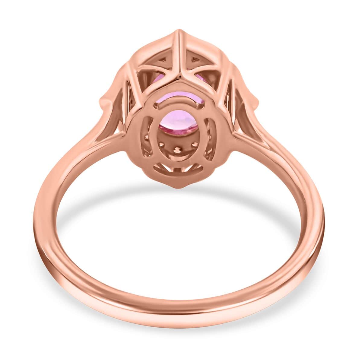 Certified & Appraised Luxoro AAA Madagascar Pink Sapphire and G-H I2 Diamond 1.50 ctw Ring in 14K Rose Gold (Size 6.0) image number 4