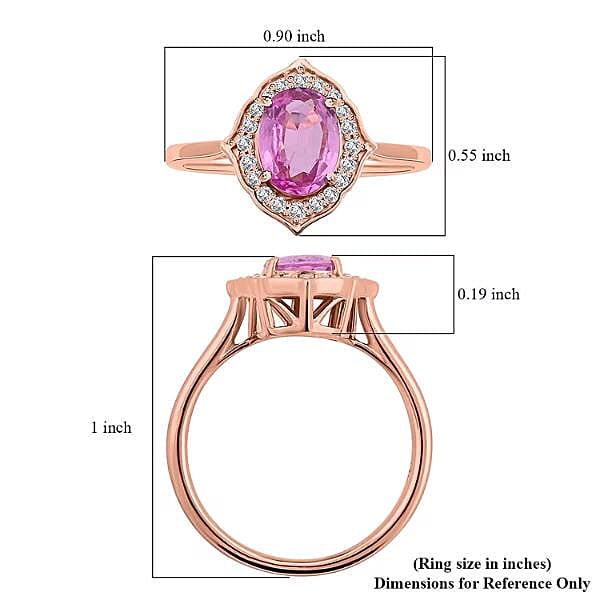 Certified & Appraised Luxoro AAA Madagascar Pink Sapphire and G-H I2 Diamond 1.50 ctw Ring in 14K Rose Gold (Size 6.0)