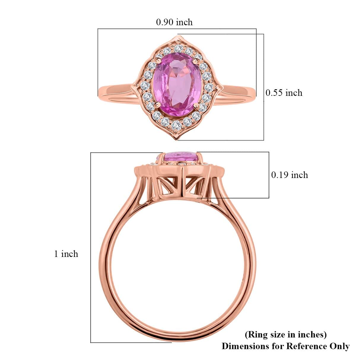 Certified & Appraised Luxoro AAA Madagascar Pink Sapphire and G-H I2 Diamond 1.50 ctw Ring in 14K Rose Gold (Size 6.0) image number 5