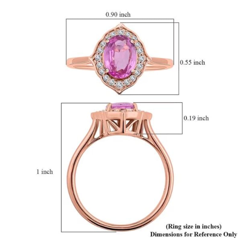Certified & Appraised Luxoro AAA Madagascar Pink Sapphire and G-H I2 Diamond 1.50 ctw Ring in 14K Rose Gold (Size 6.0)
