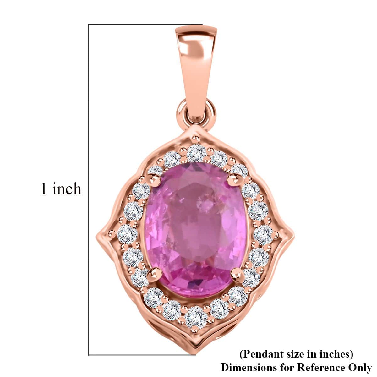 Luxoro 14K Rose Gold AAA Madagascar Pink Sapphire and G-H I2 Diamond Pendant 1.50 ctw image number 3