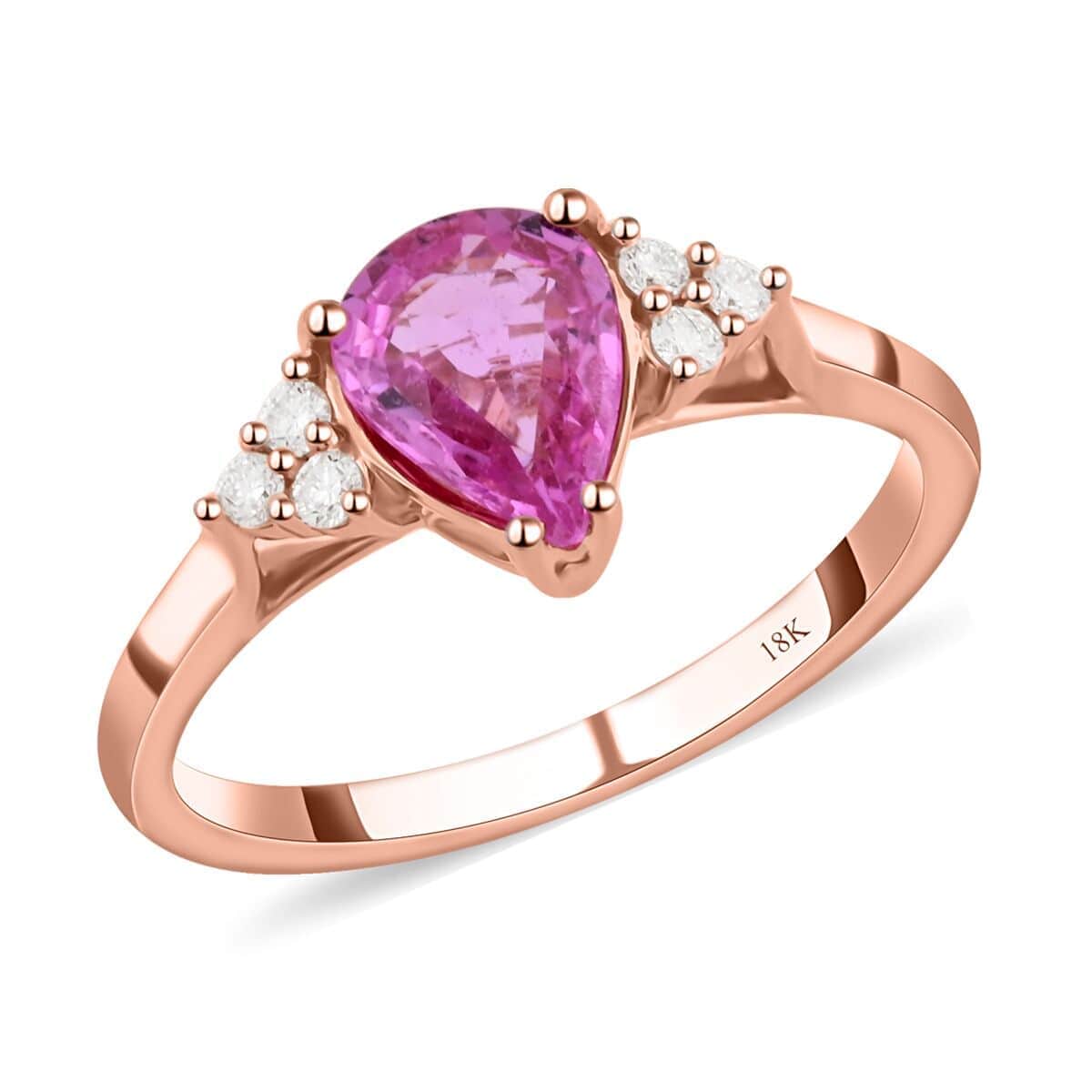 Certified & Appraised AAA Madagascar Pink Sapphire and SI Diamond 1.25 ctw Ring in Iliana 18K Rose Gold (Size 6.0) image number 0