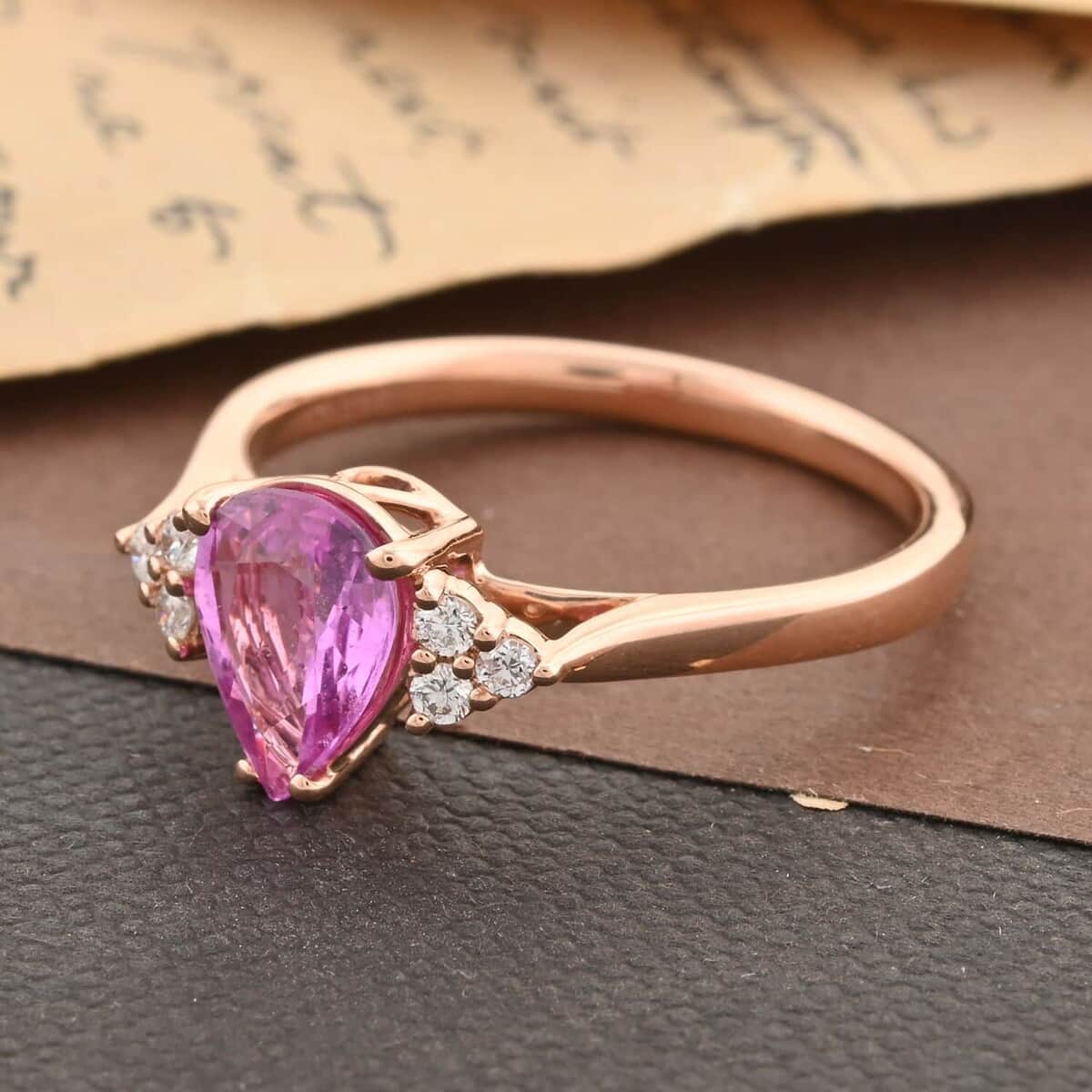 Certified & Appraised AAA Madagascar Pink Sapphire and SI Diamond 1.25 ctw Ring in Iliana 18K Rose Gold (Size 6.0) image number 1