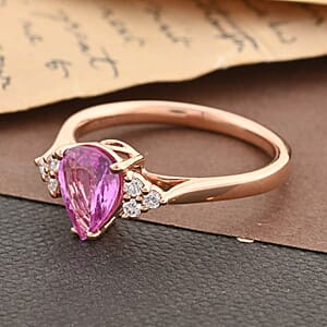 Certified & Appraised AAA Madagascar Pink Sapphire and SI Diamond 1.25 ctw Ring in Iliana 18K Rose Gold (Size 6.0)