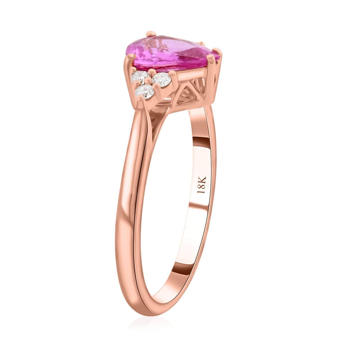 Certified & Appraised AAA Madagascar Pink Sapphire and SI Diamond 1.25 ctw Ring in Iliana 18K Rose Gold (Size 6.0) image number 3